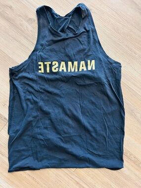 lululemon athletica Black Tank with Gold NAMASTE Print